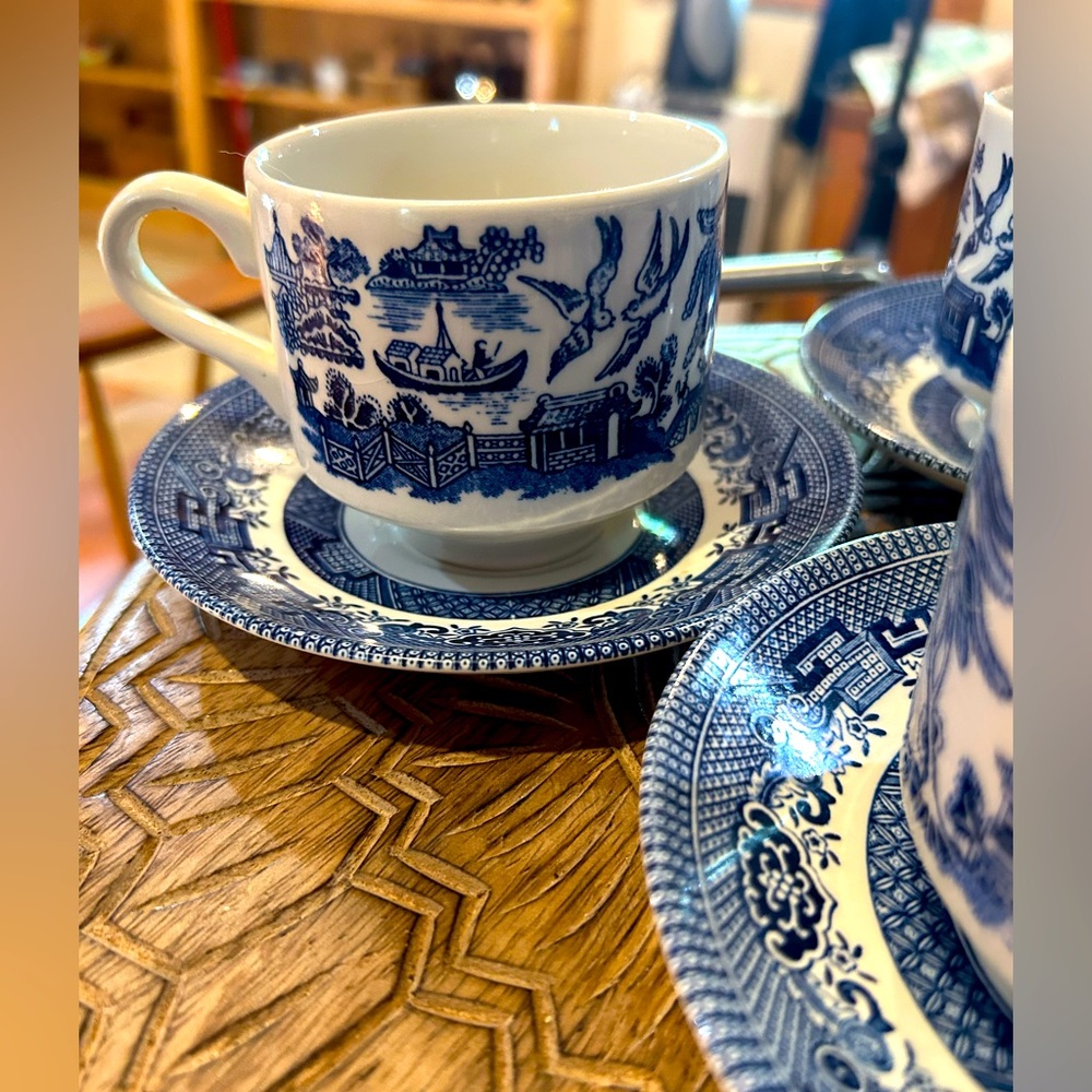 Churchill England Blue and White Ceramic Mug set of three